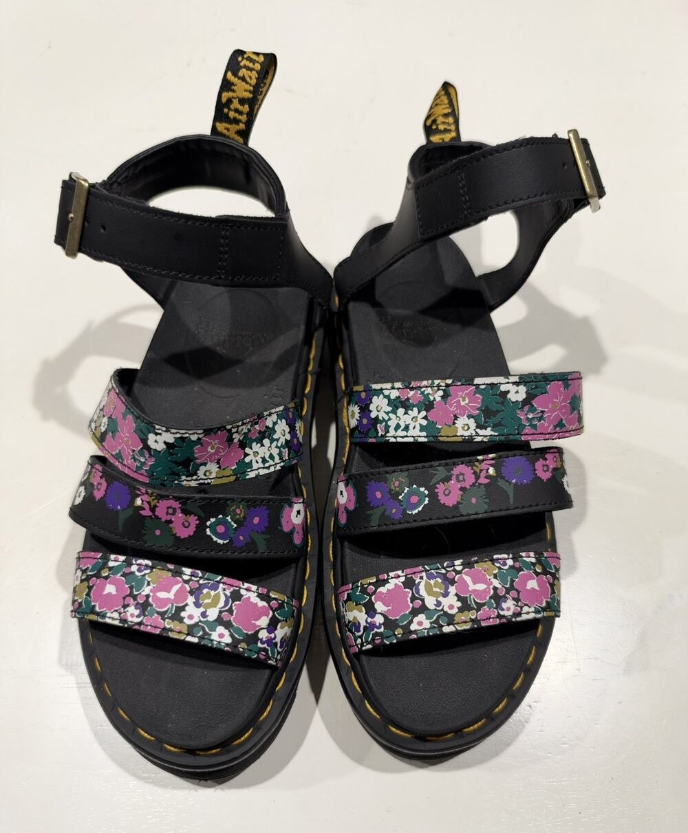 Dr Martens Blaire Women's Floral Print Leather Platform Gladiator Sandals US 6